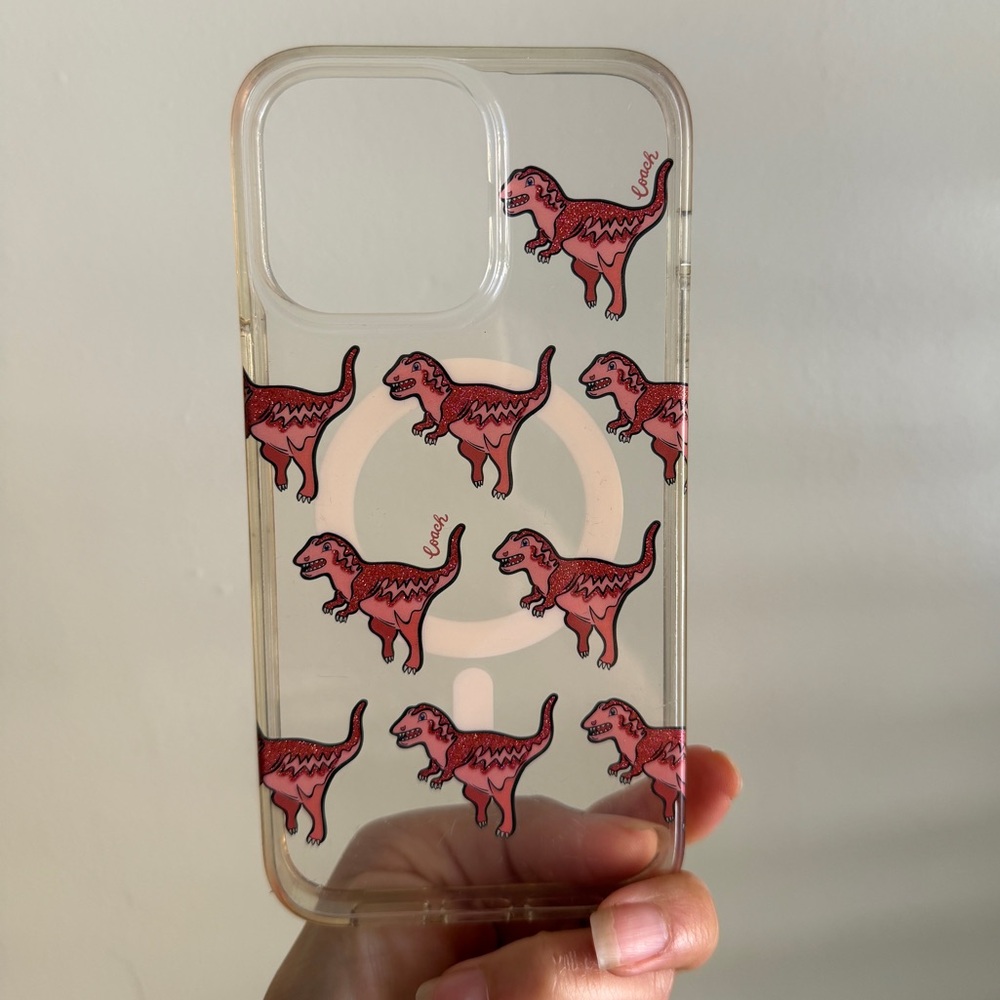 Coach Rexy Pink Dinosaur Phone Case iPhone 14 Pro Max
